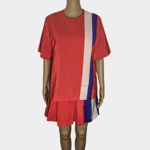 RARE MSGM Silk Pink Top Overlay Pleated Dress